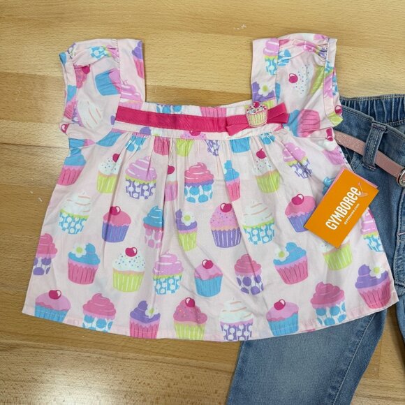 Gymboree Girl's Cupcake Matching Set size 12-18 Months Shirt and Jeans Outfit - Picture 2 of 13